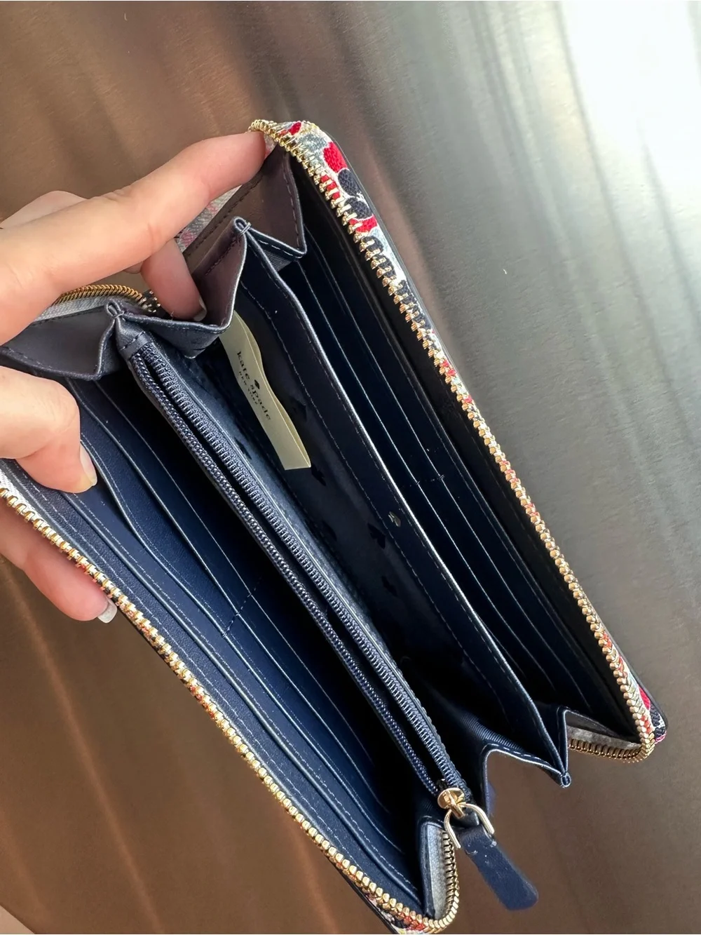 kate spade Navy Saffiano Zip Around Wallet